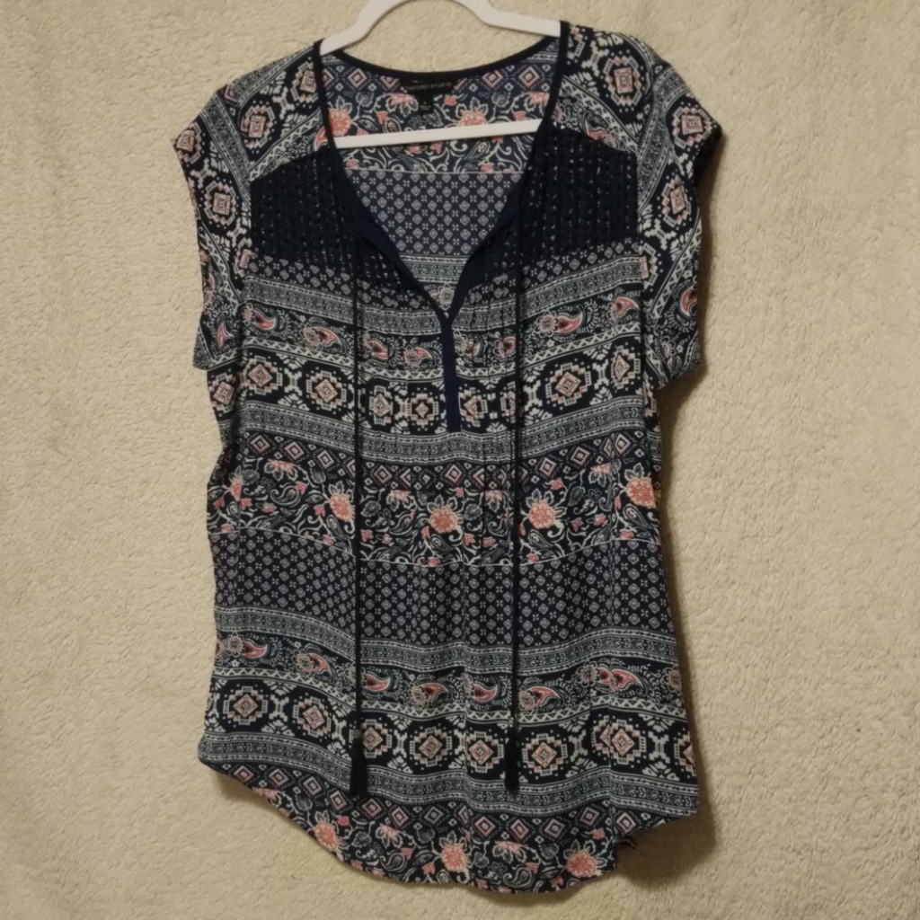 Signature Studio Cap Sleeve Top Lg Blue Signature Studio Cap Sleeve Top Lg Blue